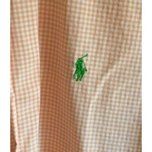 Polo Ralph Lauren Orange Gingham Button Down Shirt Men Short Sleeve Check Large
